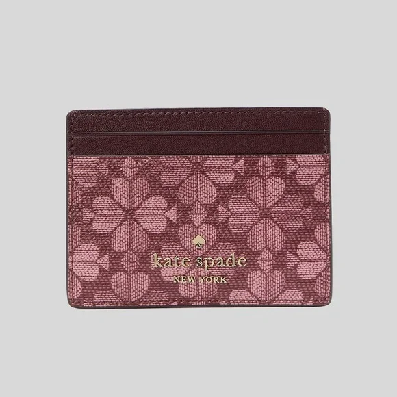 Kate Spade Burgundy and Pink Floral Card Holder